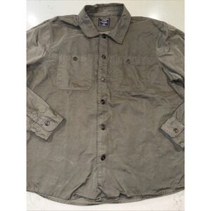Abercrombie & Fitch‎ Mens XXL Olive Army Green Button Front Shirt Brushed Cotton